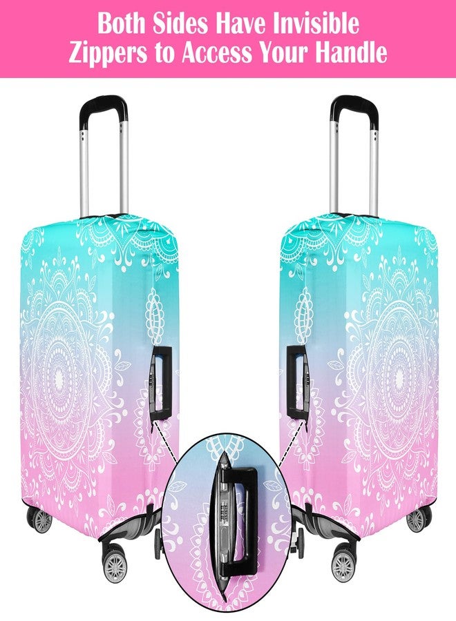 Lattlefnki Luggage Covers for Suitcase Elastic Suitcase Covers Luggage Protector Anti-scratch Fits 24-26 Inch Pink Blue Mandala - Image 3